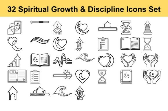 32 Spiritual Growth Discipline Icons: A Visual Toolkit for Mindfulness, Self-Discipline, and Inner Development