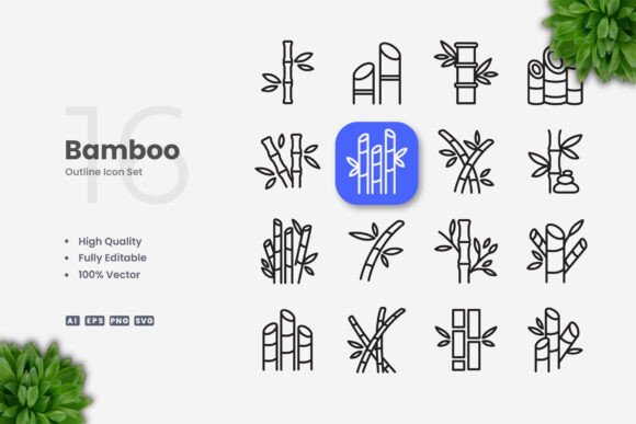 Bamboo Icons: Clean Vector Icon Set for Modern Design Projects