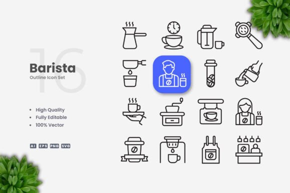 Barista Icons: Streamlining Your Visual Workflow with Clean Vector Graphics