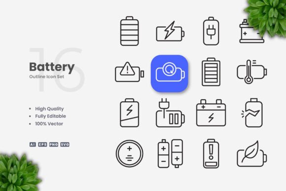 Battery Icons for Clean and Simple Design Projects