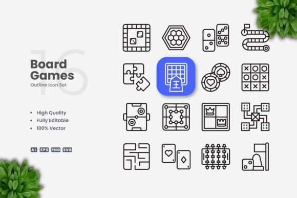 Board Games Icons: Versatile Vector Graphics for Digital and Print Design