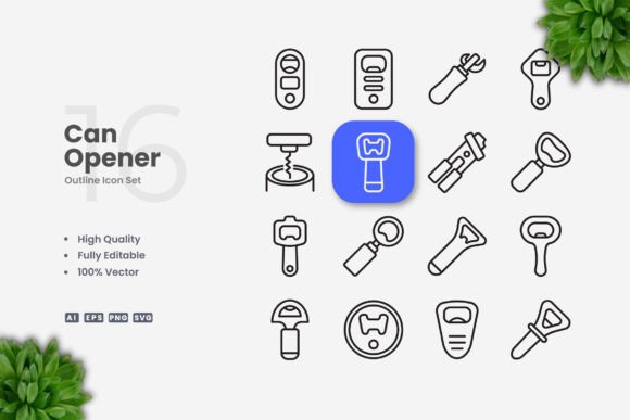 Can Opener Icons: Simple, Clean Vector Graphics for Modern Design Projects