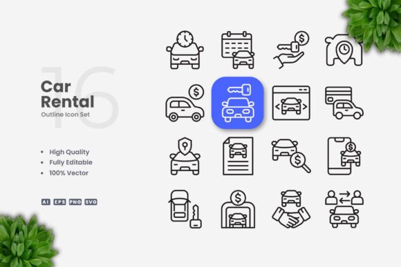 Car Rental Icons for Clean and Practical Design