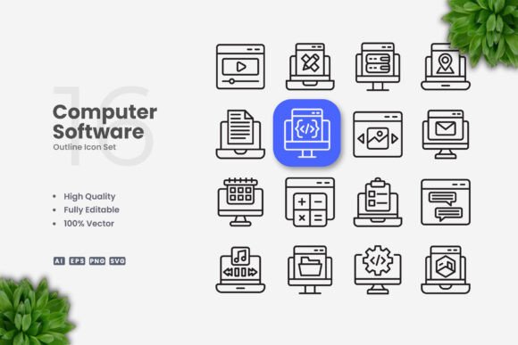 Clean Computer Software Icons for Modern Design