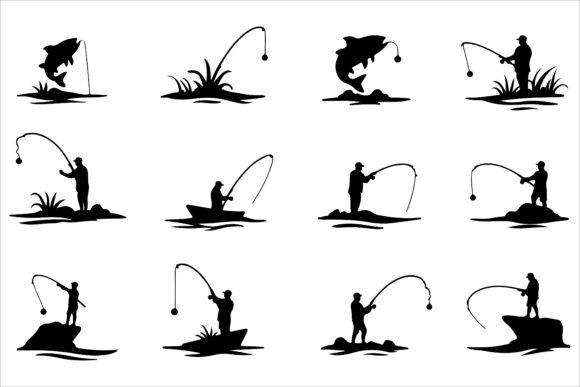 Freshwater Fishing Silhouette Bundle: A Versatile Asset for Creators and Businesses Alike