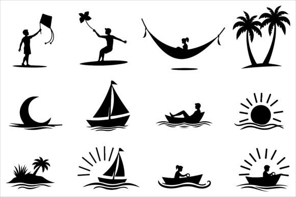 Palm and Sun Summer Silhouettes: A Strategic Asset for Visual Communication