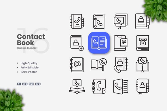Practical Vector Design with Contact Book Icons for Digital and Print Projects