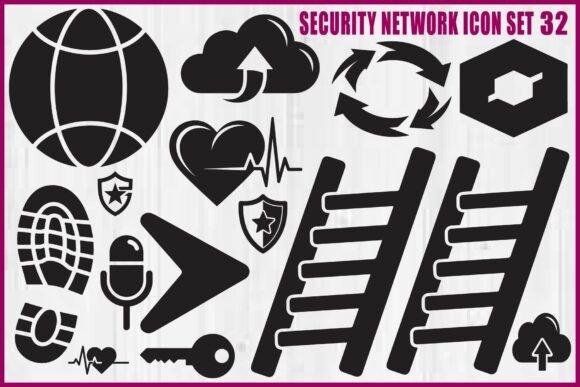 Security Network Icon Silhouette Bundle for Modern Design