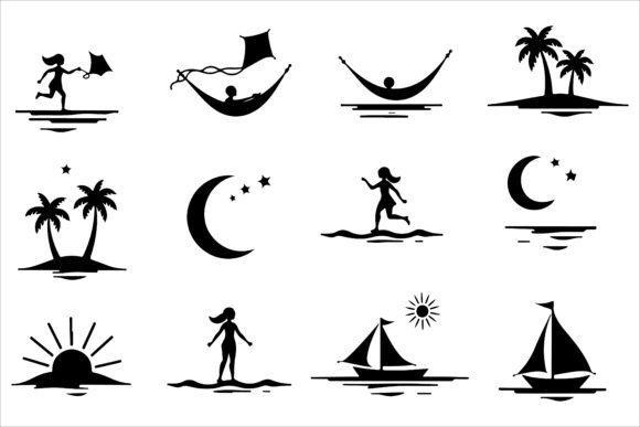 Summer Travel Vector Silhouette Pack